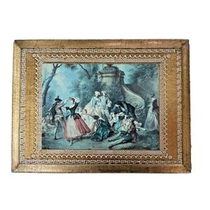 Vtg Italian‎ Florentine  Wooden Picture Plaque  6" x 8"  Made In Italy